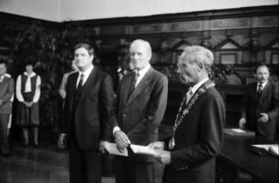 Freiburg: Rathaus, im Ratsaal, Minister, Carstens, Oberbürgermeister