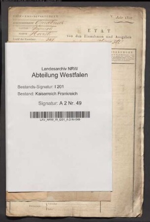 Etat der Commüne Hoerste für das 2. Halbjahr 1811.