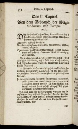 Das II. Capitel. Von dem Gebrauch der übrigen Modorum und Temporum
