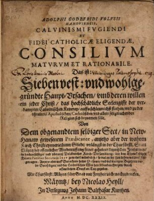 Calvinismi fugiendi ... Consilium