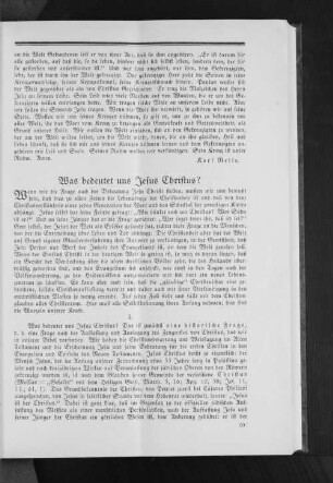 Was bedeutet uns Jesus Christus?