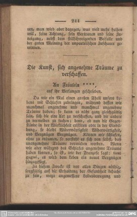 Die Kunst, sich angenehme Träume zu verschaffen