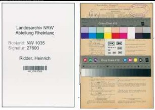 Entnazifizierung Heinrich Ridder , geb. 24.08.1889 (Markenkontrolleur)