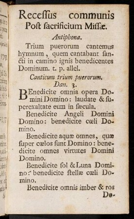 Recessus communis post sacrificium Missae.