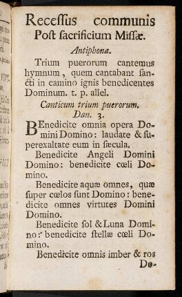 Recessus communis post sacrificium Missae.