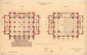 Mellinger, Ludwig von; München; Armeemuseum - Neubau, Mittelbau (Grundriss EG, Grundriss 1. OG)