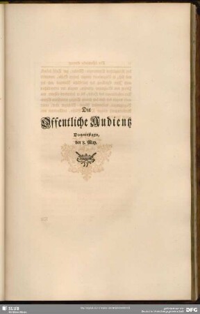 Die Offentliche Audientz Donnerstags, den 8. May