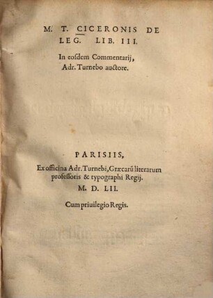 M. T. Ciceronis de Legibus : lib. III