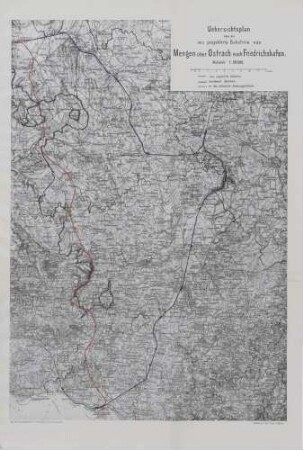 Denkschrift betreffend die projektierte Bahnlinie Mengen über Ostrach und Wilhelmsdorf nach Friedrichshafen, bearbeitet vom Eisenbahnkomitee, Druck, 14 Seiten + 3 Beilagen