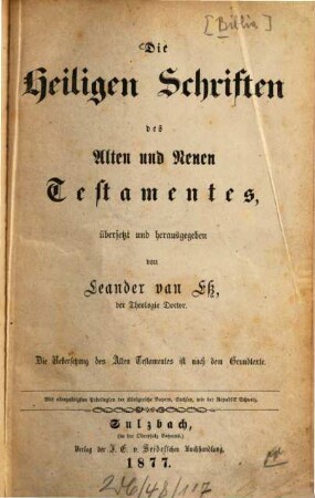 Die Heiligen Schriften des Alten und Neuen Testamentes, 1