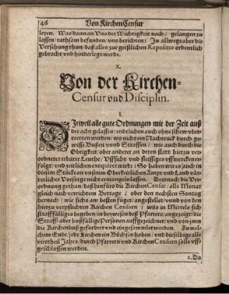 X. Von der Kirchen-Censur und Disciplin