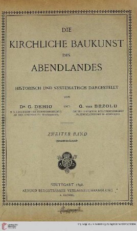 Band 2: Die kirchliche Baukunst des Abendlandes