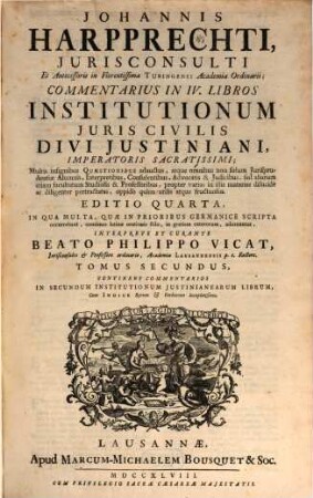 Commentarius in quatuor libros Institutionum Iuris Civilis, 2