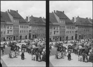 Fleischmarkt mit Verkaufsständen in Bautzen : Bautzen. Fleischmarkt, Marktszene