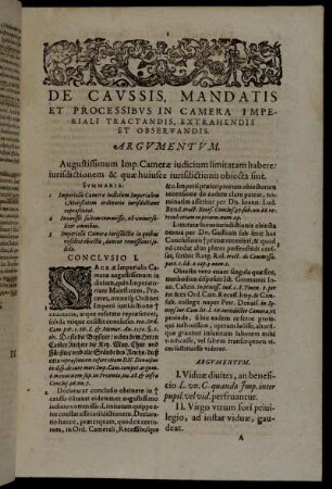 De Caussis, Mandatis Et Processibus In Camera Imperiali Tractandis, Extrahendis Et Observandis.