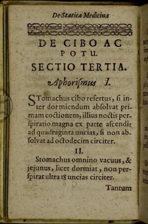 Sectio tertia. De Cibo ac Potu