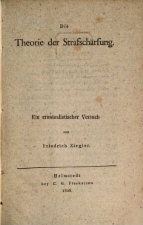 Die Theorie der Strafschärfung