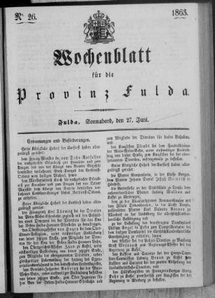 Nr. 26, Ausgabe vom 27. Juni 1863
