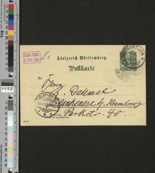 Postkarte an Richard Dehmel