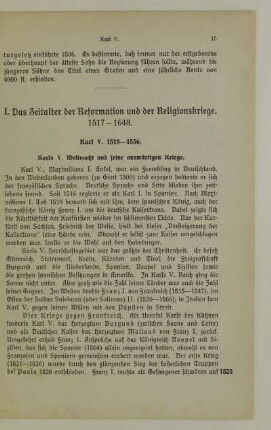 I. Das Zeitalter der Reformation und Religionskriege 1517-1648