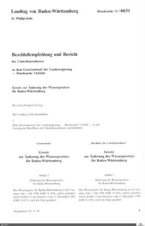 Gesetzesänderung Wassergesetz