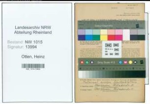 Entnazifizierung Heinz Otten , geb. 22.06.1921 (Polizeibeamter)