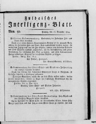 Num. 50, Ausgabe vom 16. December 1814