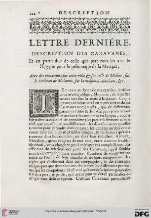 Lettre derniére: Description des caravanes