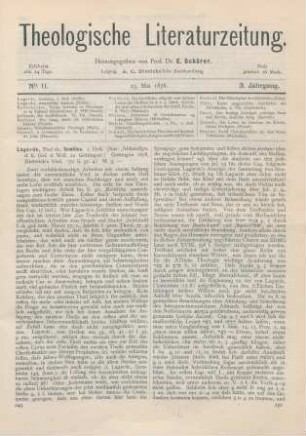 249-251 [Rezension] Lagarde, Paul de, Semitica. 1. Heft