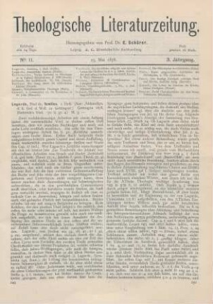 249-251 [Rezension] Lagarde, Paul de, Semitica. 1. Heft