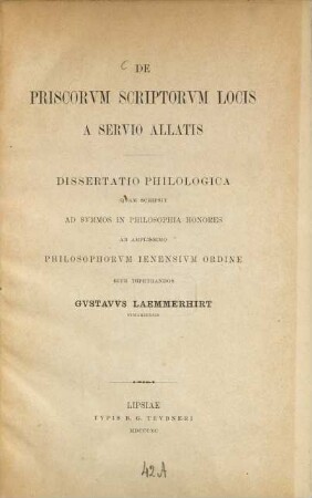 De priscorum scriptorum locis a Servio allatis