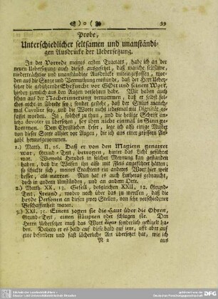 Probe, Unterschiedlicher seltsamen und unanständigen Ausdrücke der Uebersetzung
