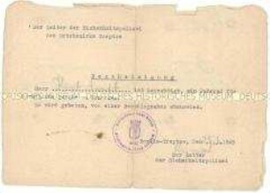 Genehmigung für die Benutzung eines Fahrrades für berufliche Zwecke (deutsch und russisch) - Personenkonvolut