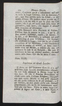 Num. XLIX. Deposizione del Cinese Ly-y-fen