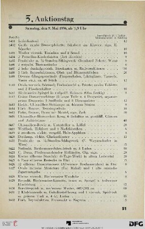 5. Auktionstag: Samstag, den 9. Mai 1936, ab ½ 3 Uhr (Nr. 1401-1775)
