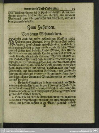 Zum Zehenden. Von denen Wehemüttern