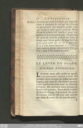 Le Lever Du Soleil. Sixième Entretien.