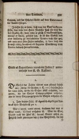 V. Giebt es Logarithmen verneinter Zahlen?