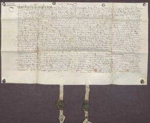 Vertragsbrief in dem Streite zwischen Dietrich von Gemmingen und der Gemeinde Tiefenbronn über die Steuern und Beete
