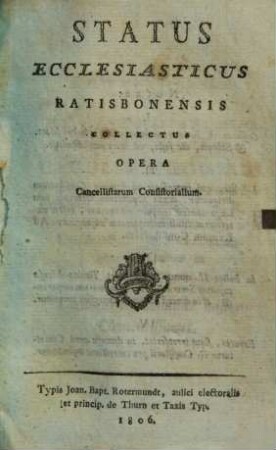 Status ecclesiasticus Dioecesis Ratisbonensis. 1806