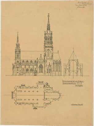 Döllgast, Hans; Katholische Pfarrkirche St. Paul - Grundriss; Ansicht; Schnitt