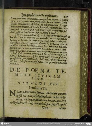 De Poena Temere Litigantium, Titulus XVI.