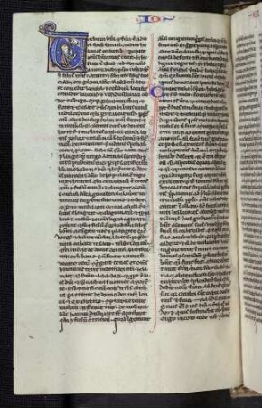 Historisierte Initiale (Buch Johel): V(erbum domini quod factum est ad ioel): Gott erschein dem Prophet Iohel