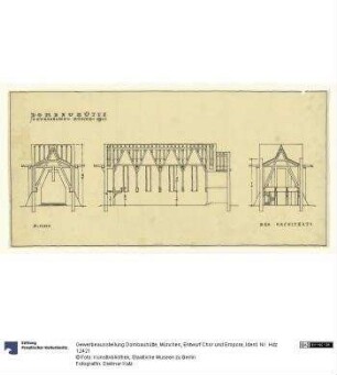 Gewerbeausstellung Dombauhütte, München, Entwurf Chor und Empore