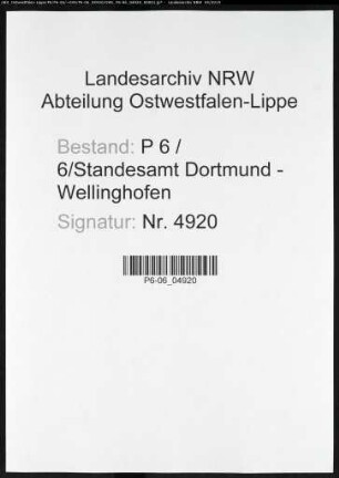 Sterberegister Standesamt Dortmund-Wellinghofen (XXI)