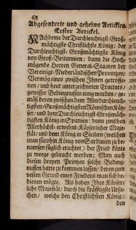 68-89, Abgesonderte und geheime Articklen.