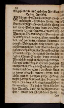 68-89, Abgesonderte und geheime Articklen.
