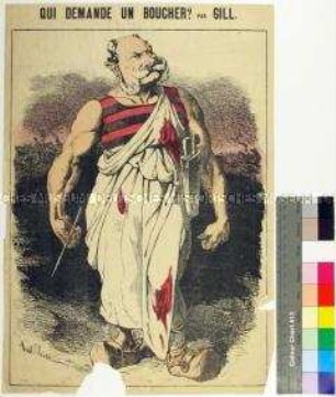 Karikatur auf Kaiser Wilhelm I. als Schlächter (in französischer Sprache)