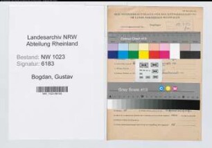Entnazifizierung Gustav Bogdan , geb. 24.04.1901 (Montagehelfer)