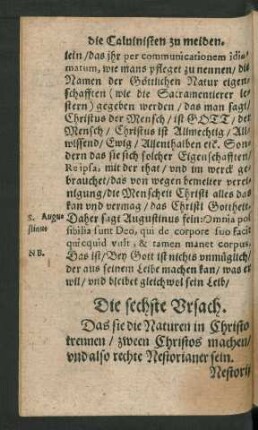 Die sechste Ursach.